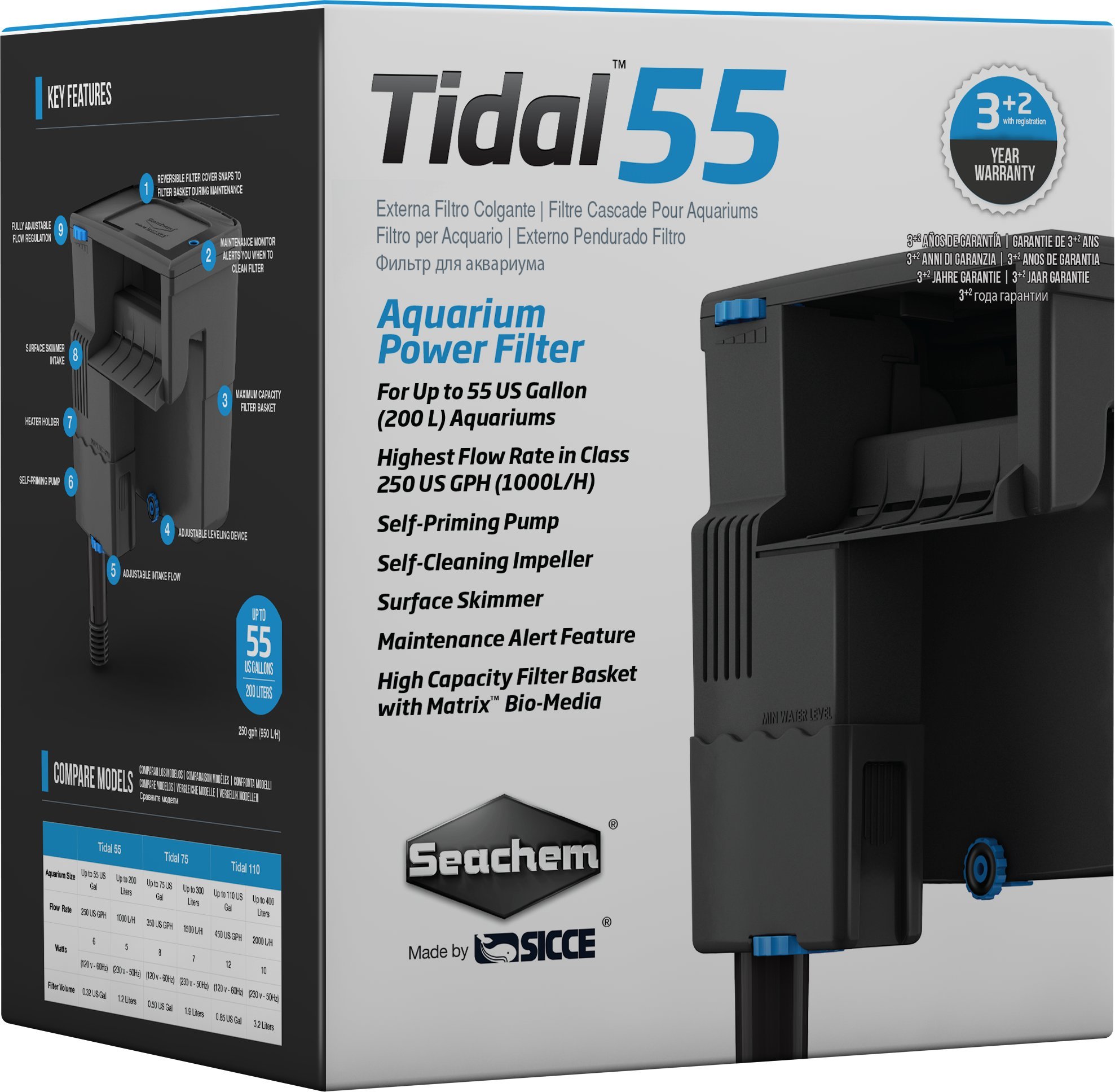 Seachem Tidal 55 filtro esterno appeso 1000 L/h
