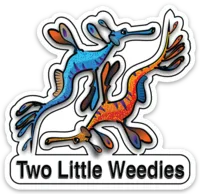Two Little Fishies Weedies sticker adesivo logo