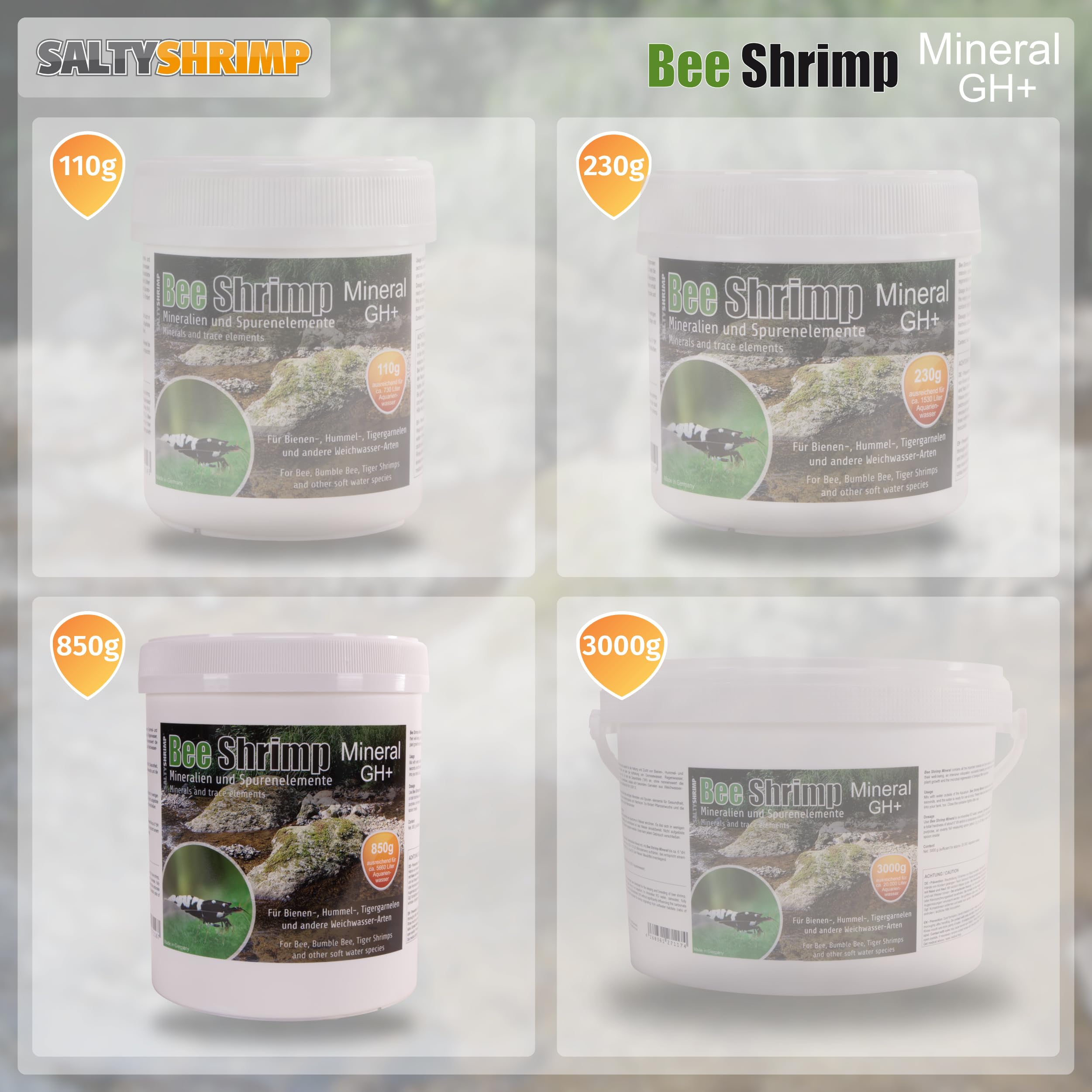 SaltyShrimp Bee Shrimp Mineral GH+ sali 850 g