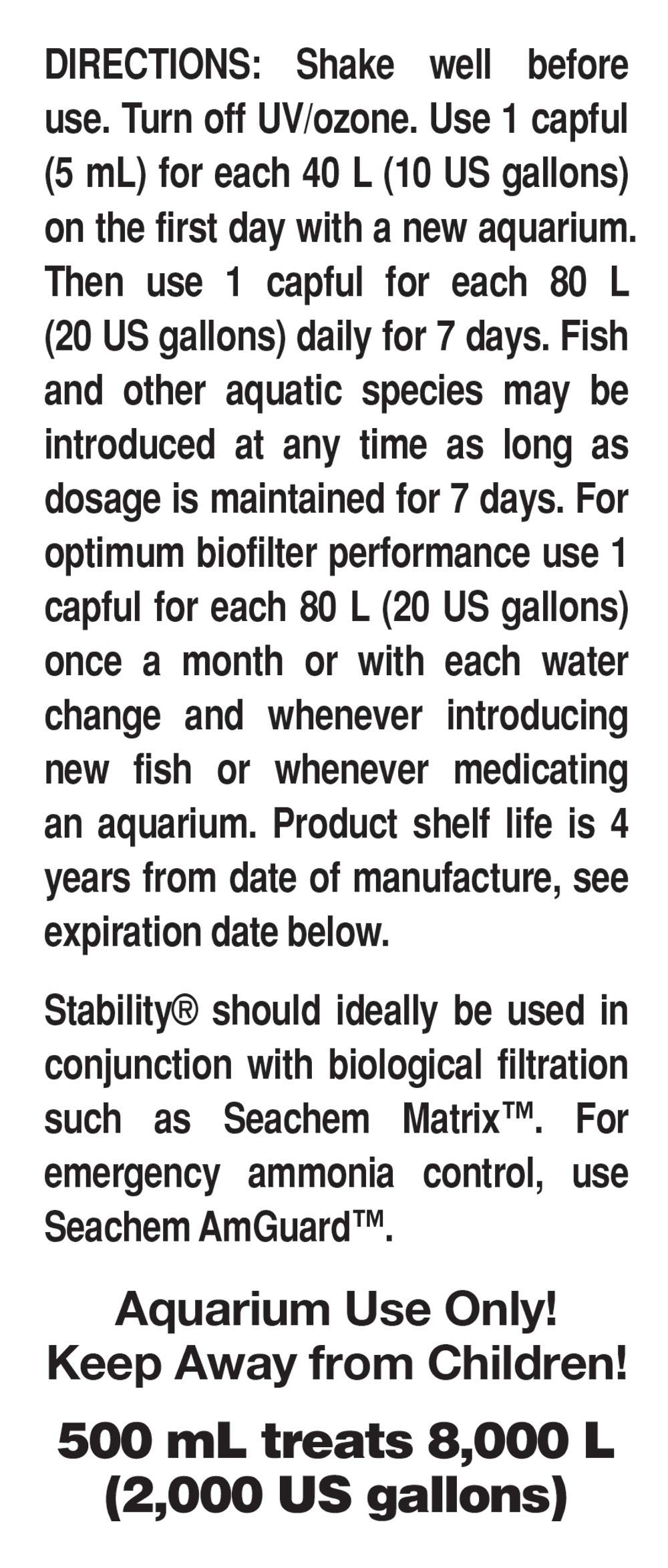 Seachem Stability conditioners batteri acquario 500 ml