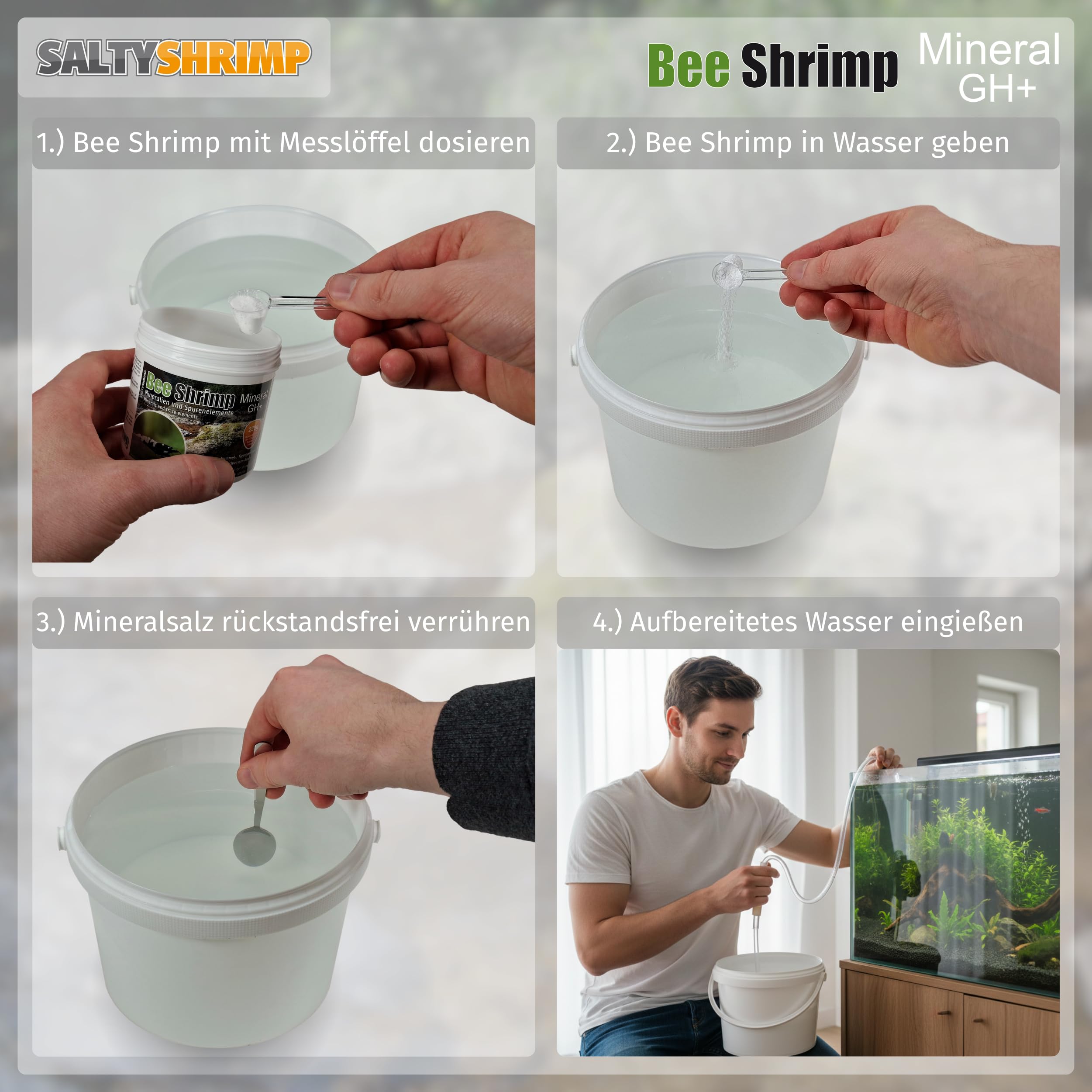 SaltyShrimp Bee Shrimp Mineral GH+ sali 230 g caridine