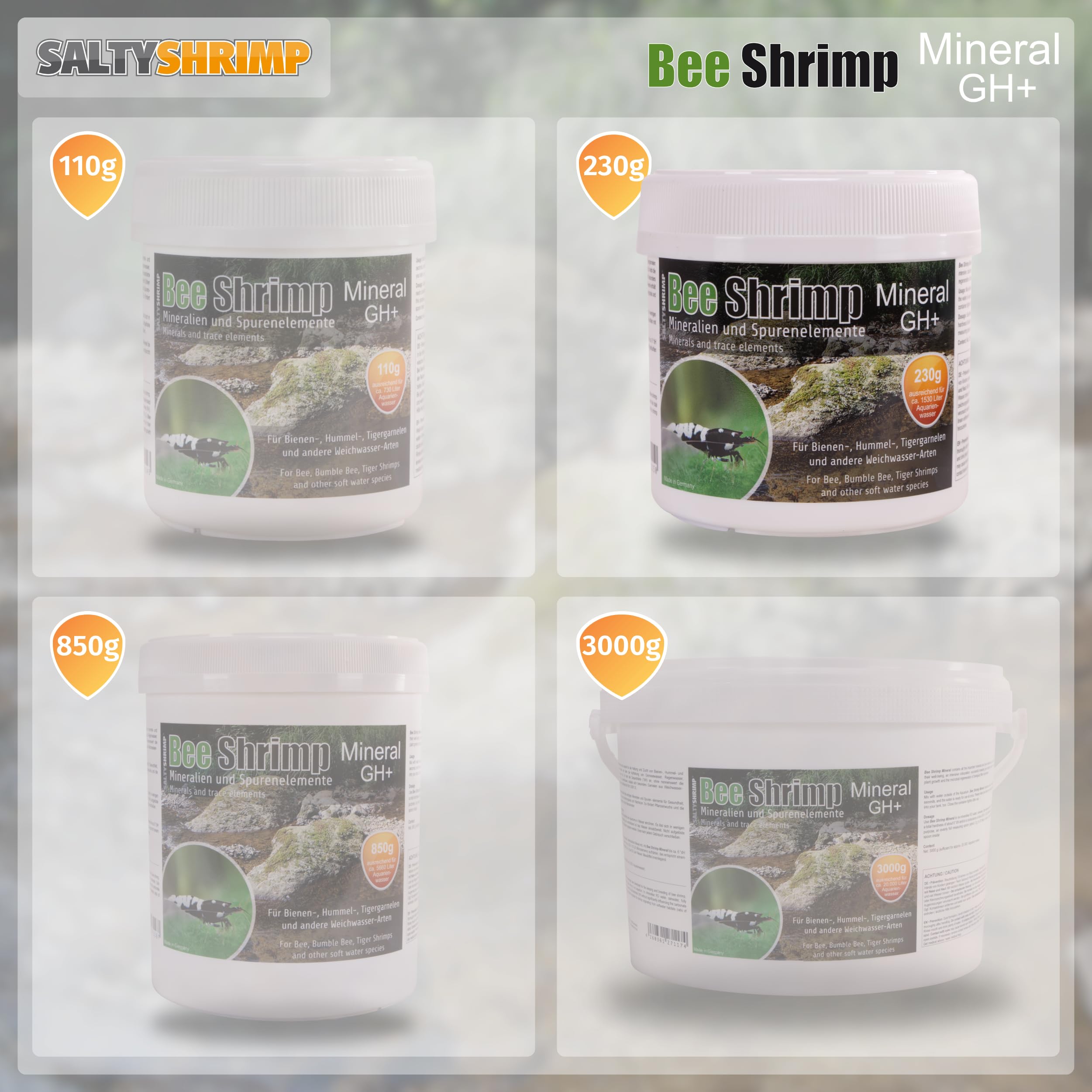 SaltyShrimp Bee Shrimp Mineral GH+ sali 230 g caridine