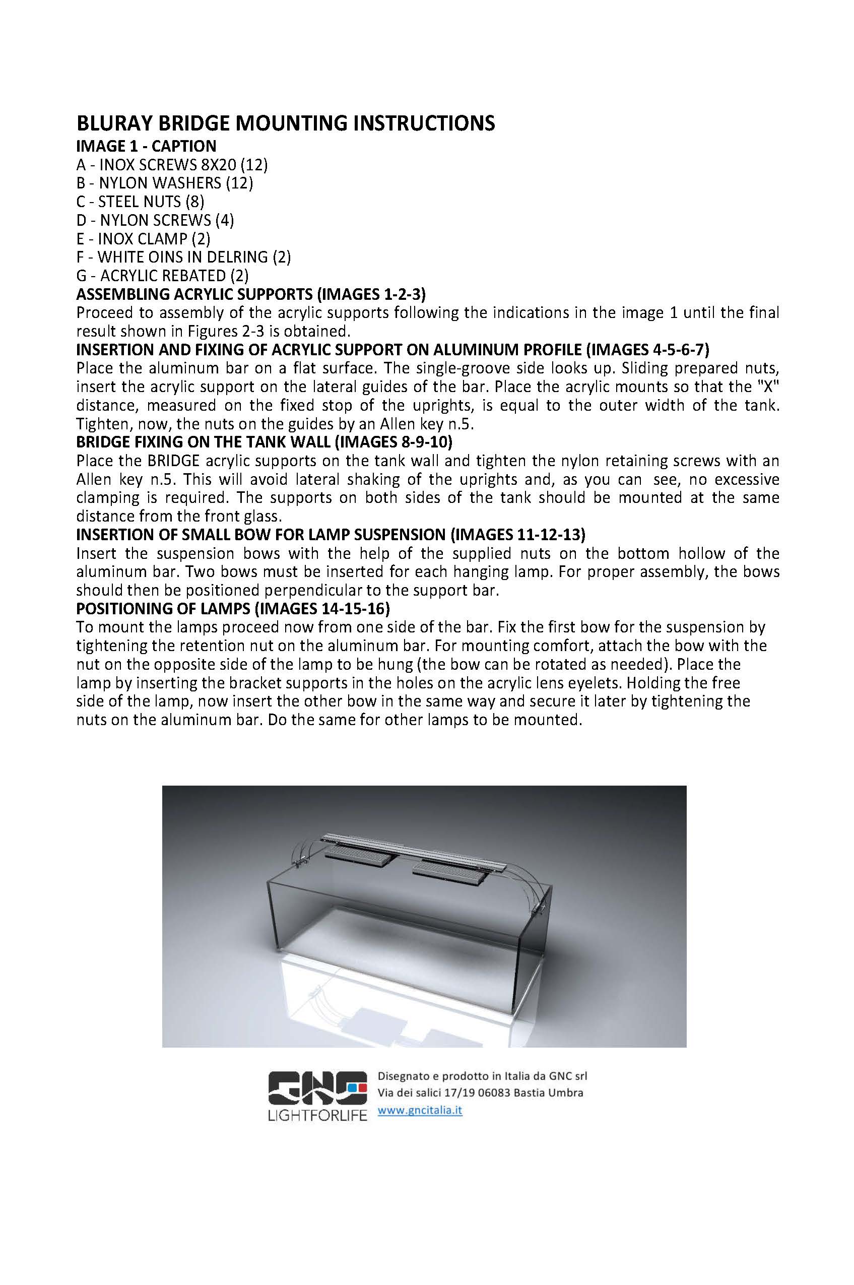 Two Little Fishies Aquarium Lighting GNC Bridge X-1 supporto vasca