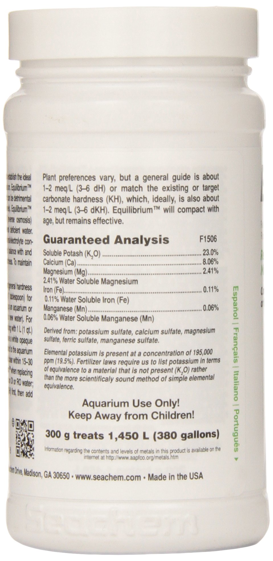 Seachem Equilibrium 300 g sali minerali GH acqua osmosi