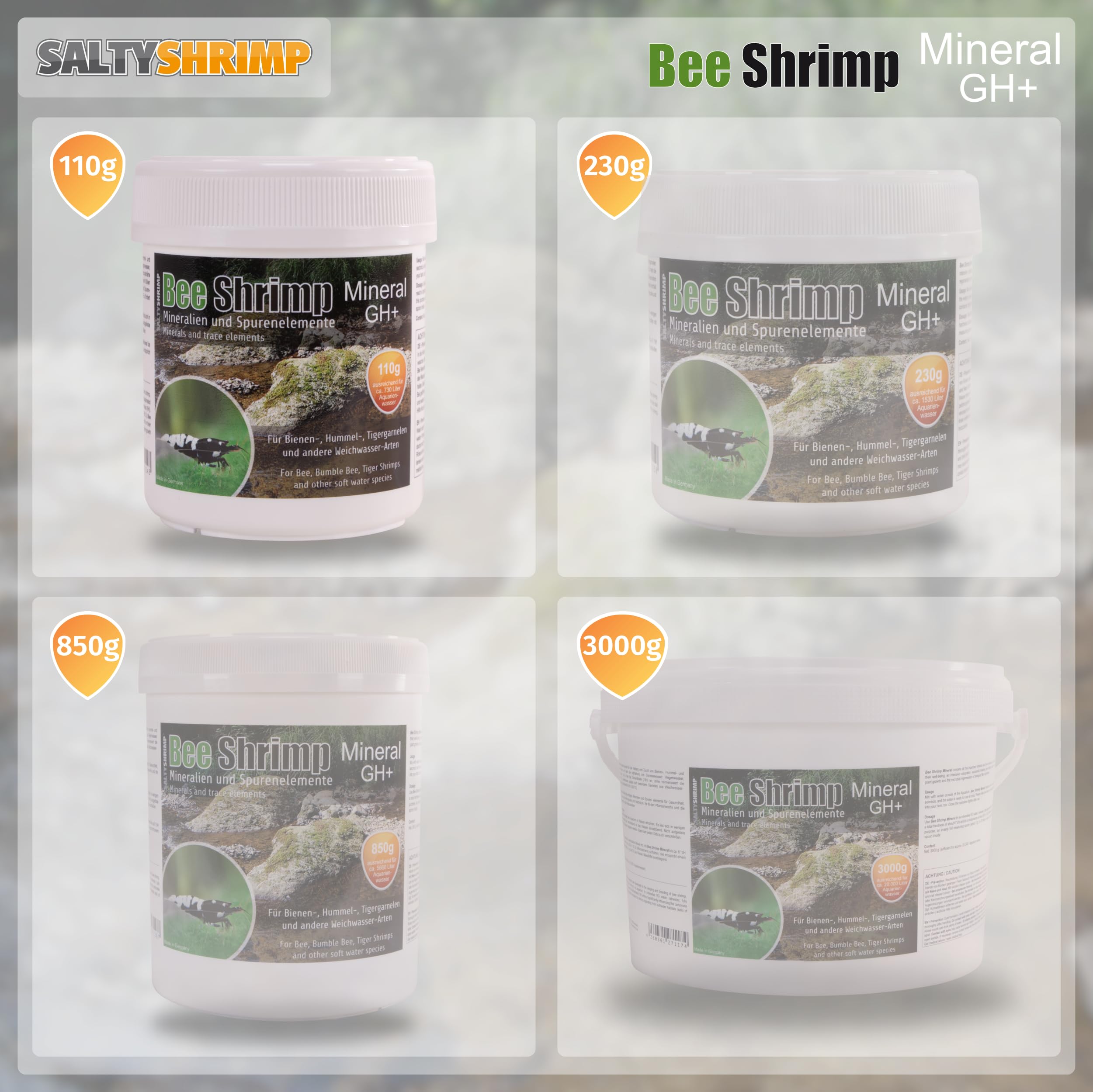 SaltyShrimp Bee Shrimp Mineral GH+ sale minerale 110g per caridine