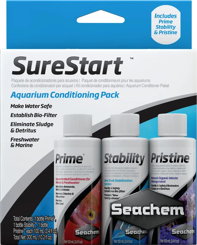 Seachem Conditioners Sure Start Kit 3x100ml Prime acqua